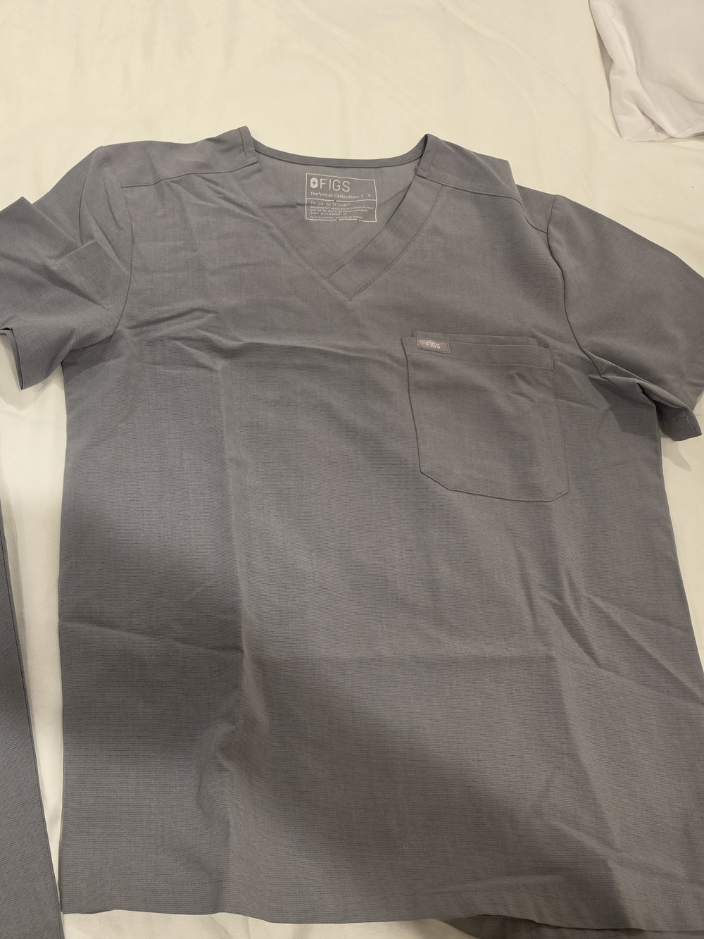 Figs Gray V-Neck Medical Scrub Top with Chest Pocket And Jogger Pants